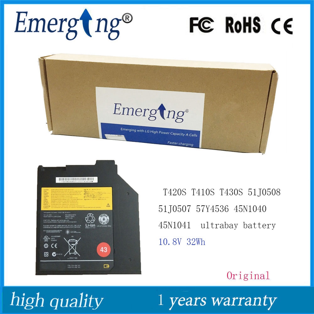10.8V 32WH Original Laptop ultrabay Battery 45N1040 45N1041 for Lenovo Thinkpad T420S T410S T430S 51J0508 51J0507 57Y4536