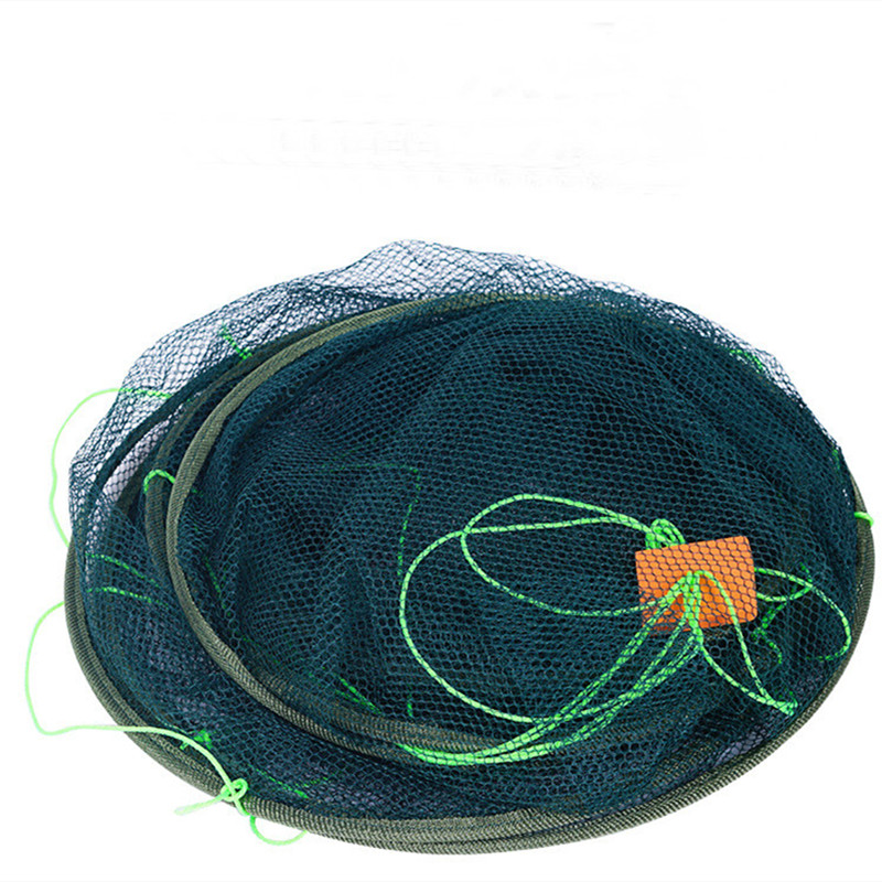 Red de caída plegable, trampas de aterrizaje de pesca, jaula receptora, cebo para gambas, cangrejo, camarones, muelle, puerto, malla de estanque para uso Vertical en orilla