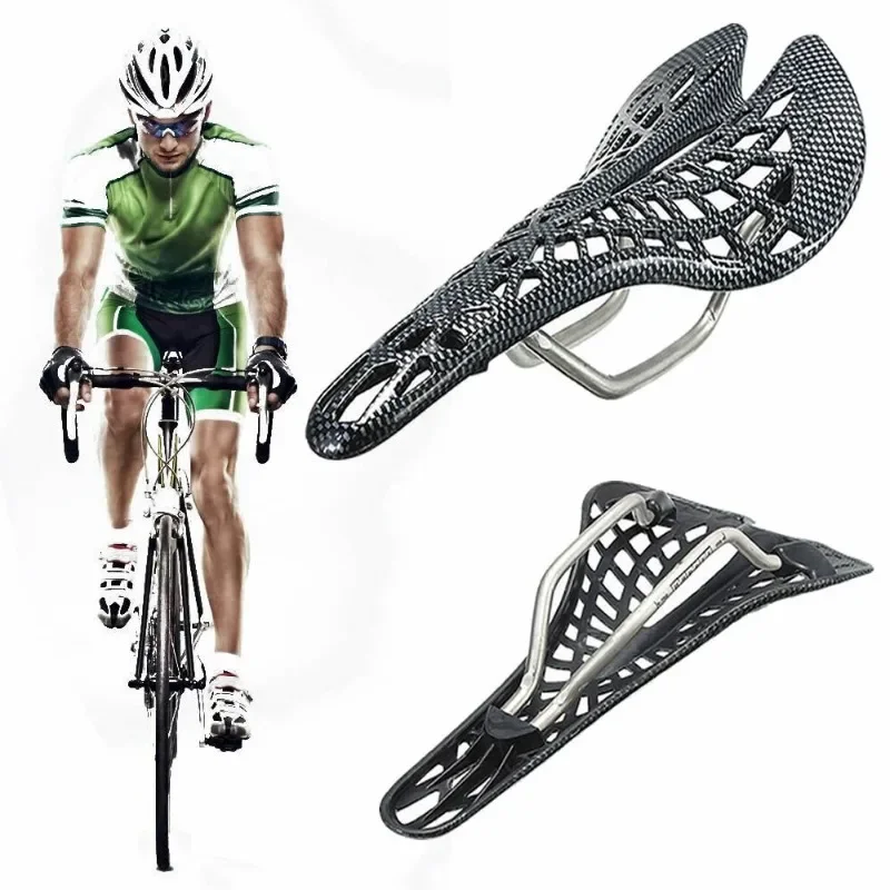 3D-geprint carbon fiber patroon fietszadel, ultralicht racefiets- en mountainbikezadel, fietszadelkussen