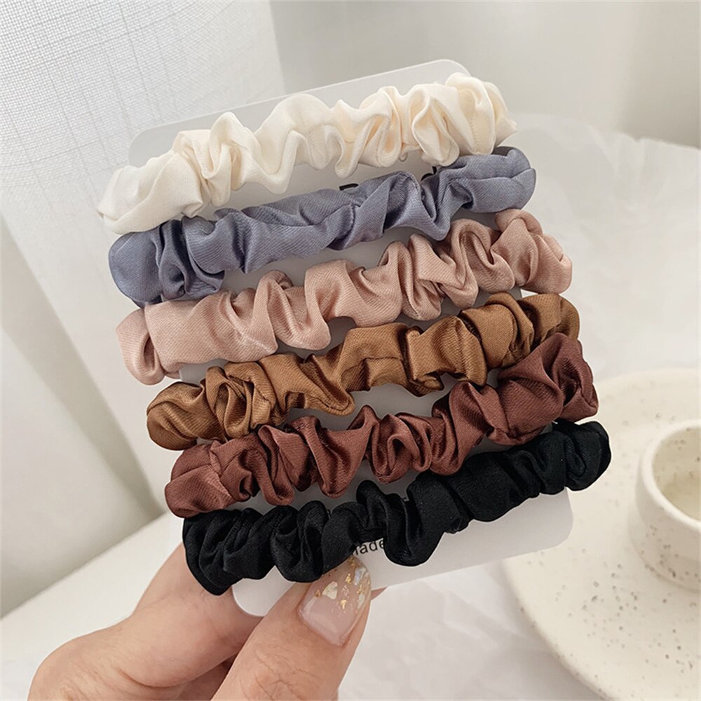 Conjunto de lazos de goma para el pelo para mujer y niña, gomas para el pelo de color liso elástico, accesorios para el cabello, 5/6 uds.: B