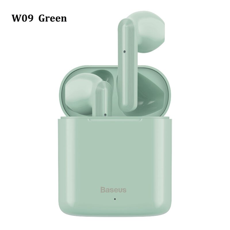 Baseus W04 W09 TWS Bluetooth Earphone 5.0 Headphone Mini Earbuds With Charging Box Stereo Sports True Wireless Headset For Phone: W09 Green