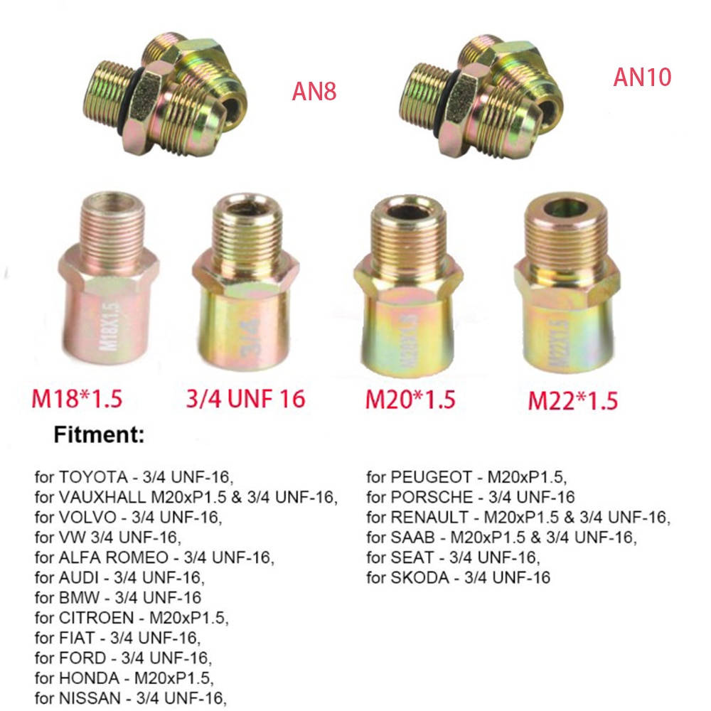 OIL COOLER FILTER SANDWICH PLATE + THERMOSTAT ADAPTOR (AN10 or AN8) FITTINGS 3/4-16UNF,M18,M20,M22 Oil Filter Oil Adapter