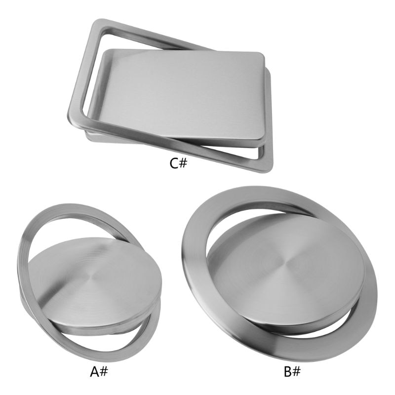 Stainless Steel Flush Recessed Built-in Balance Swing Flap Lid Cover Trash Bin Garbage Can Kitchen Counter Top