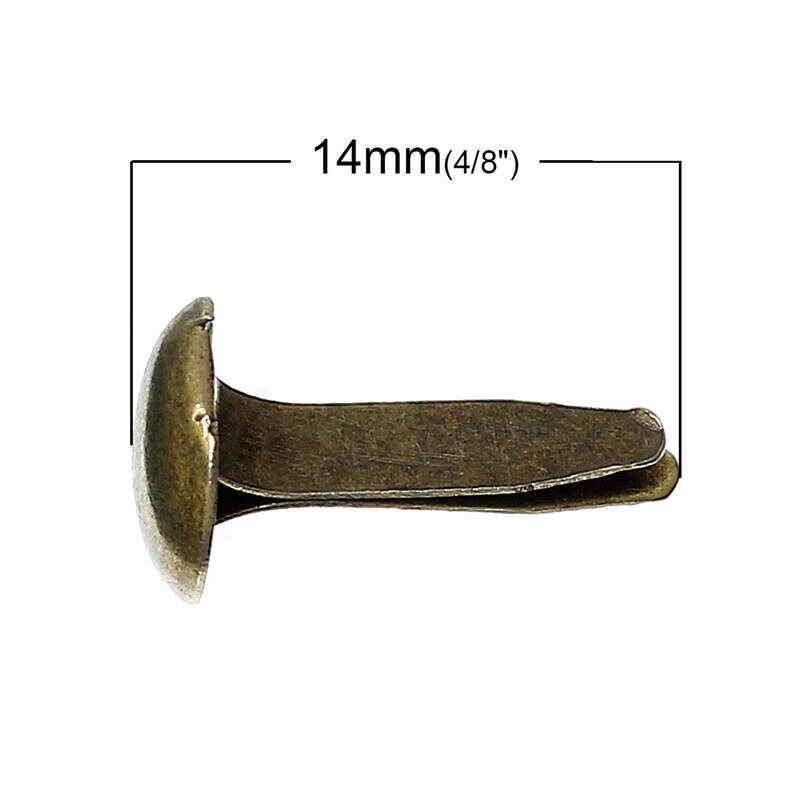 Doreenbeads jernlegering pastel brads scrapbooking udsmykning til diy håndværk levering rundt antik bronze 14mm x8mm 500 stk