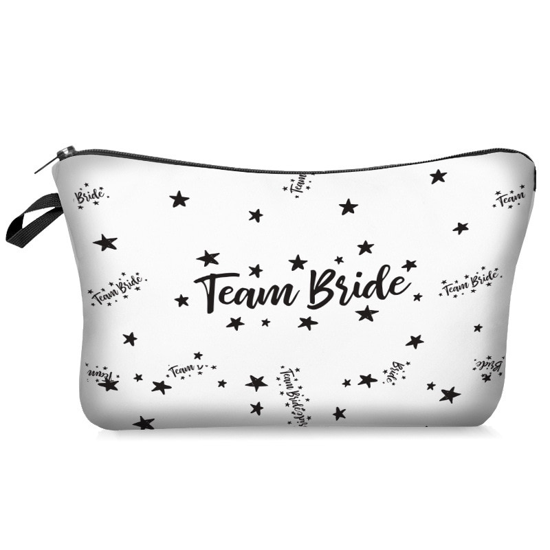 Team Bruid Brief Gedrukt Make-Up Tas Wit Cosmetische Zakken Bruidsmeisje Wedding Party Make Pouch Dames Beauty Case Toilettas: A3