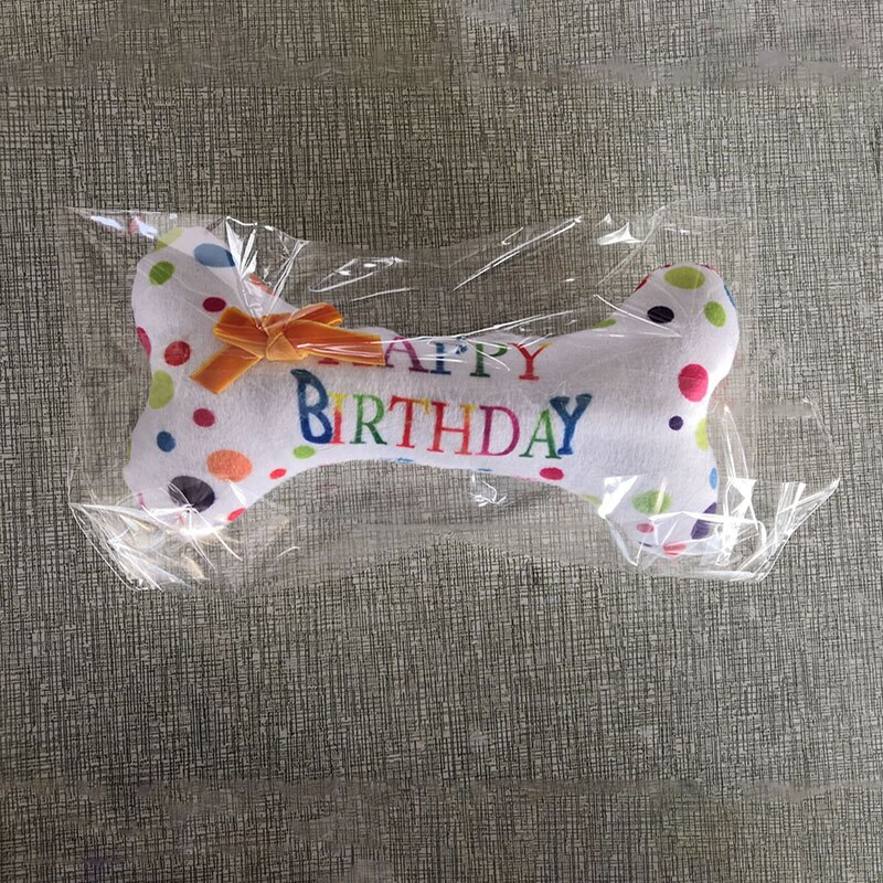 Pet Dog Toy Cute Birthday Cake Squeaky Toys Bite Resistant Bone Shape Stuffed Toy Cat Puppy Chew Toy Interactive Dog Accessories