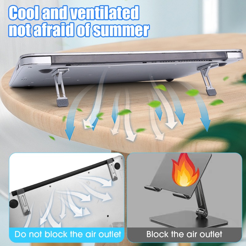 Foldable Laptop Holder Mini Invisible Notebook Riser Bracket Self-adhesive Phone Table Desktop Kickstand Computer Cooling Stand