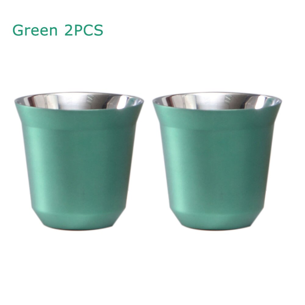 Taasm Inc 2 Pcs Of Stainless Steel Espresso Cups - 80ml Espresso Cup Set Heat Resistant Espresso Glasses Easy To Clean Insulated Espresso Mug Black B08hl68xpl