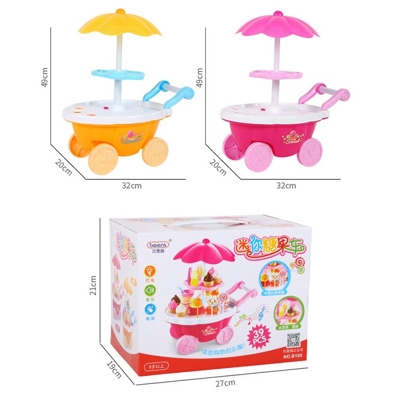 Simulatie Kleine Karren Meisje Mini Candy Winkelwagen Ijs Winkel Supermarkt kinderen Speelgoed Spelen Huis Baby Speelgoed