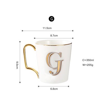 EWAYS – tasse à café en porcelaine avec poignée dorée, pour Couple, avec lettres créatives, d'anniversaire et de mariage: 7