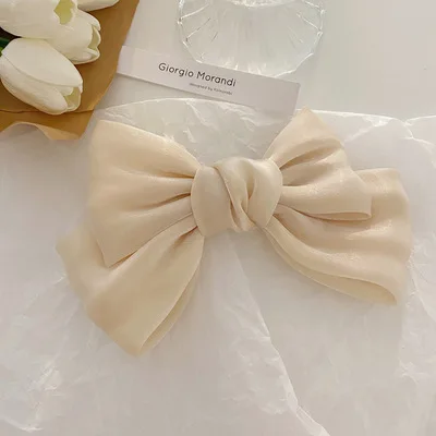 Vintage gros nœuds papillon de cheveux pinces à cheveux mignonnes Satin deux couches papillon arc épingle à cheveux fille cheveux accessoires pour femmes nœud papillon épingles à cheveux: Argent