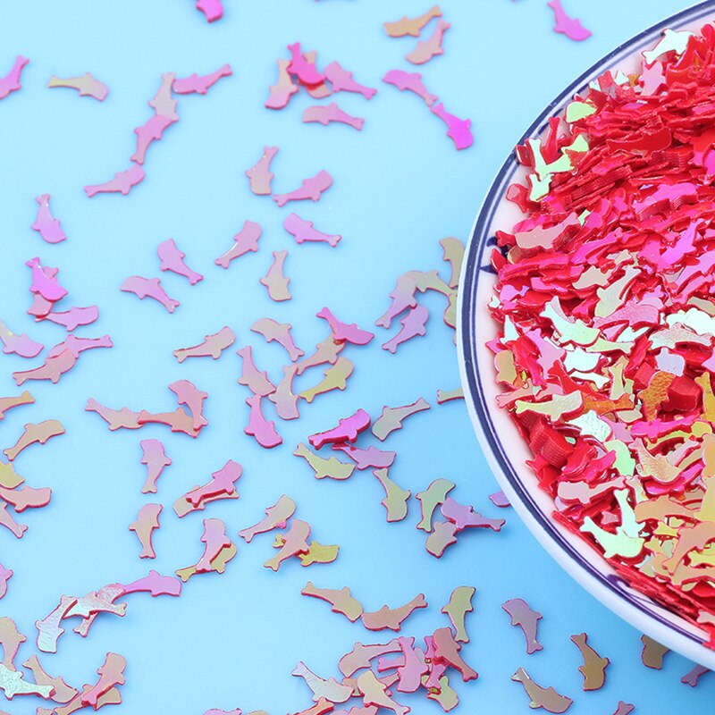 10g Dolphin Sequin PVC Loose Sequins for Crafts Paillettes Sewing Accessories DIY Glitter Confetti Nail Arts Decoration 5*7mm: red
