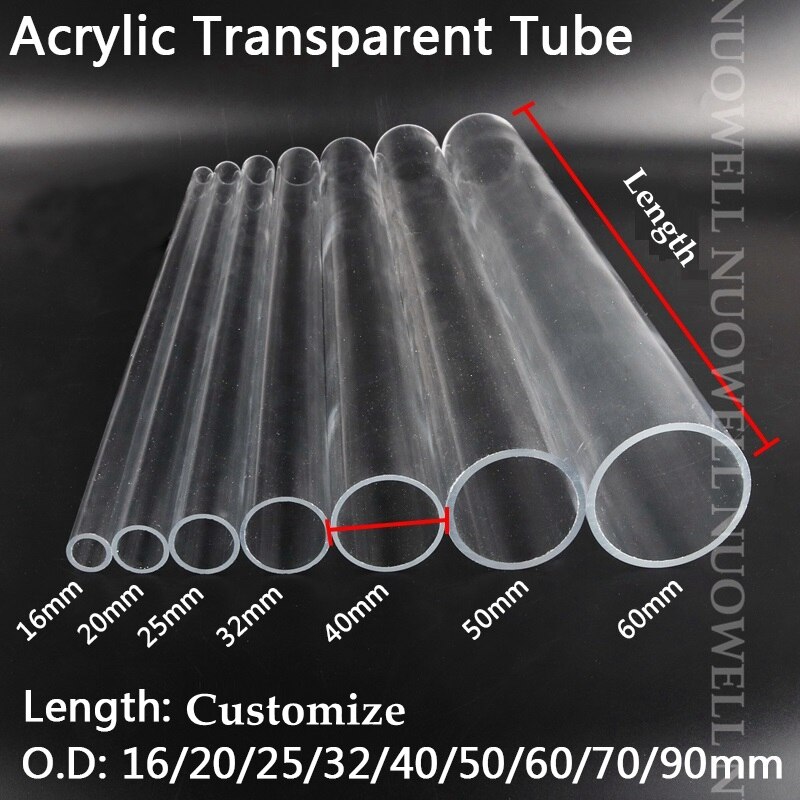 1pc 30CM Länge OD 16 ~ 90mm transparent Acryl Rohr Aquarium Fisch Panzer Gemeinsame Rohr Garten Bewässerung liefern Plexiglas Rohr