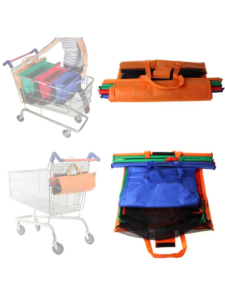 4- pack herbruikbare trolleytas boodschappentas voor winkelwagen of koude boodschappen 517d
