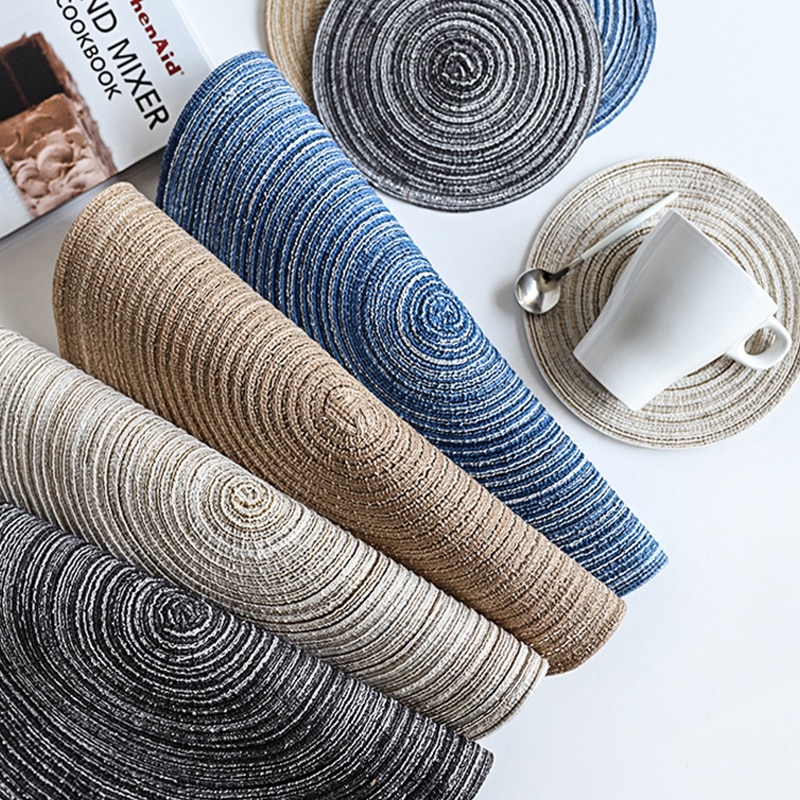 Nordic Ronde Tafel Mat Anti Slip Onderzetters Geïsoleerde Effen Placemats Linnen Non Slip Ramee Mat Keuken Tool Voor Thuis decor