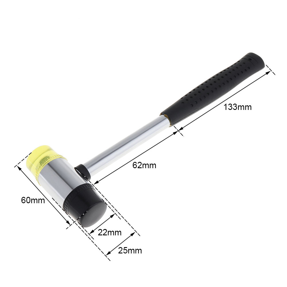 Martillo de goma negro, martillo para azulejos no elástico con cabeza redonda y mango de acero y madera antideslizante, herramienta manual pequeña de bricolaje: Oro