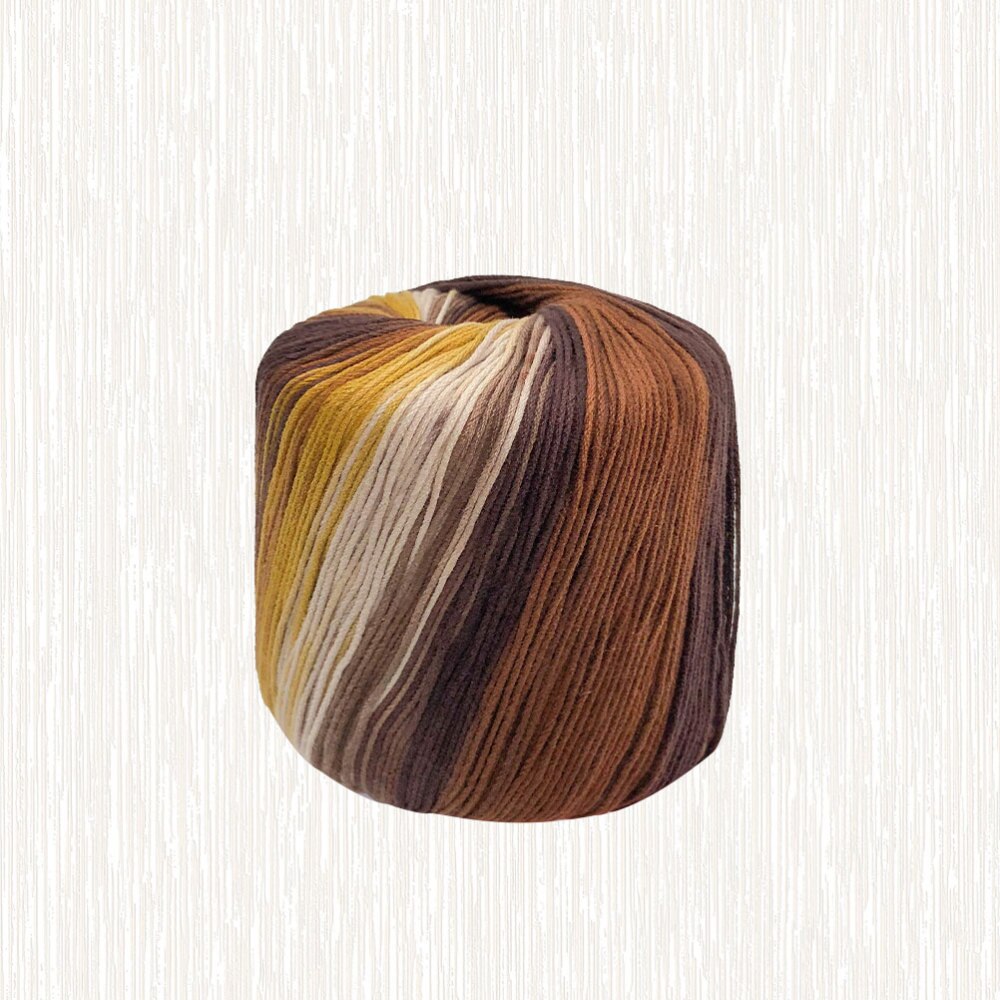 1 Roll 133M Color Segment Dyed Gradient Cotton Yarn DIY Thread Hand Crocheted Scarf Hat Shawl Line Material for Hand Knitting DI: Brown