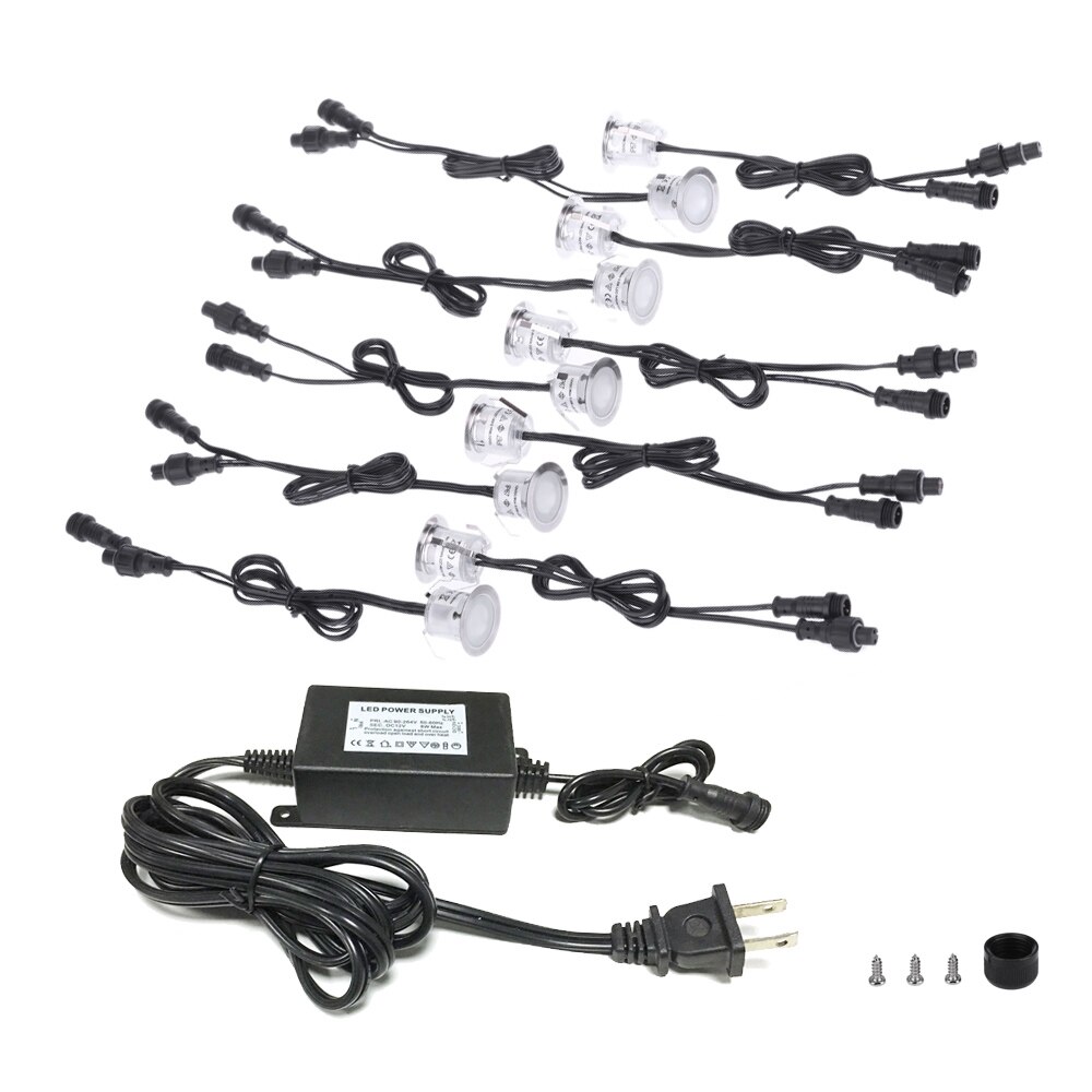 10PCS LED Deck Lights 6W 500LM Small Recessed In-ground Underground IP67 Waterproof Spotlight Landscape Decorations Lamps