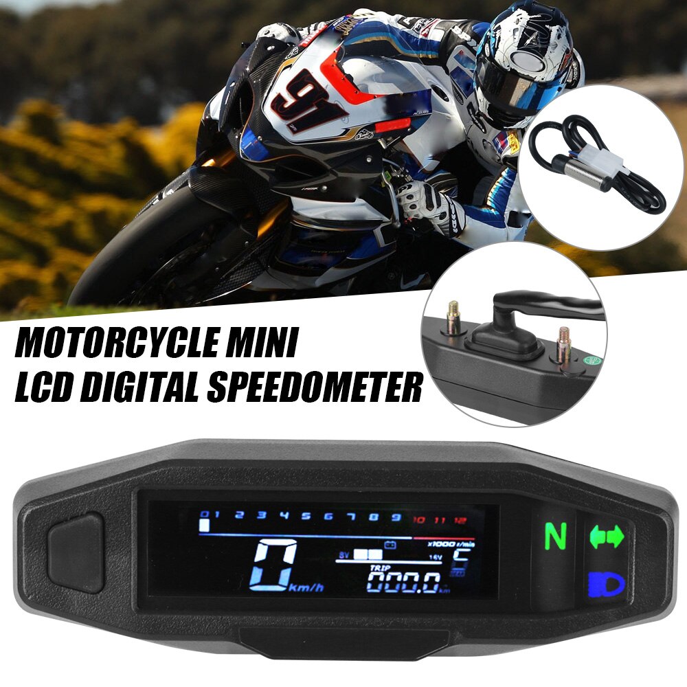 Universal Motor Bike Tachometer Electric Injection Carburetor Instrument Digital Odometer RPM Motorcycle Meter Speedometer Mini
