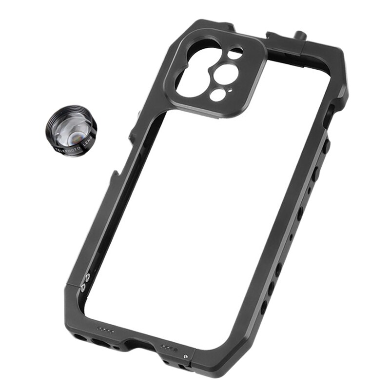Cage de téléphone portable, plate-forme vidéo pour Smartphone, pour Iphone 12/ 12 Pro, avec chaussure froide et trous filetés 1/4: Grey