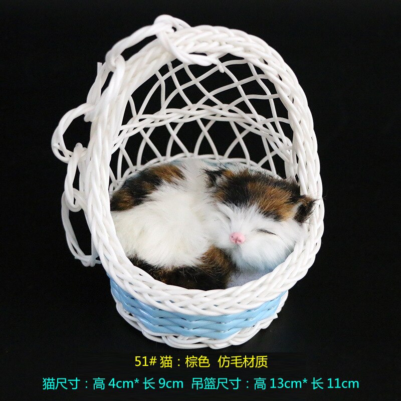 Cesta colgante con forma de gato de simulación, artesanía de juguete de felpa, juguetes blandos de para estudiantes y niños, decoración para de vacaciones, peluches de vocalización: 11