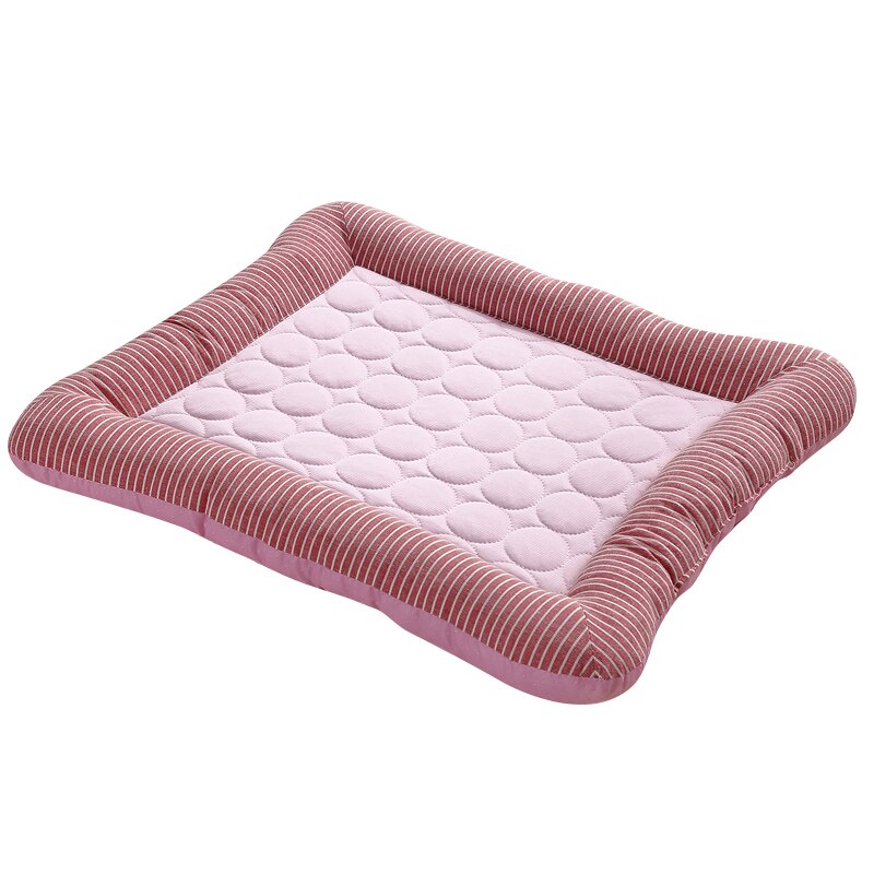 Verano fresco sensación gato perro sofá cama para perros transpirable mascota del hogar sofá medio perros grandes perro gato Mat: Rosa / M