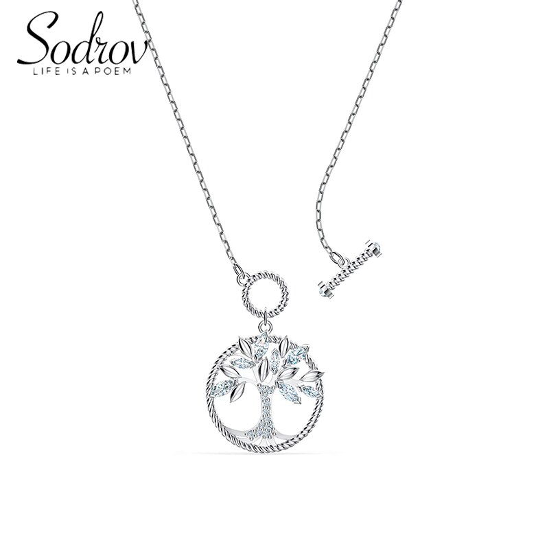 Sodrov-collar de árbol de la vida para mujer, plata 925, 15MM, collar de plata de la suerte natural, joyería de plata 925,