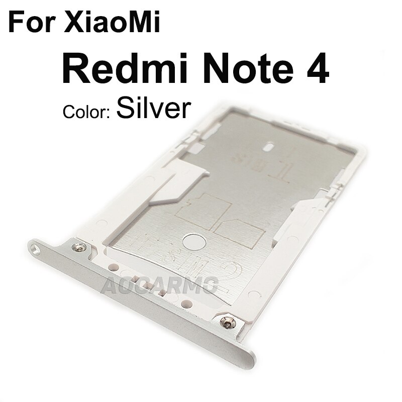 Aocarmo Sim Karte Tablett MicroSD SD Slot Halfter Ersatz Teil Für XiaoMi Redmi Hinweis 4: Hinweis 4 -- Silber-