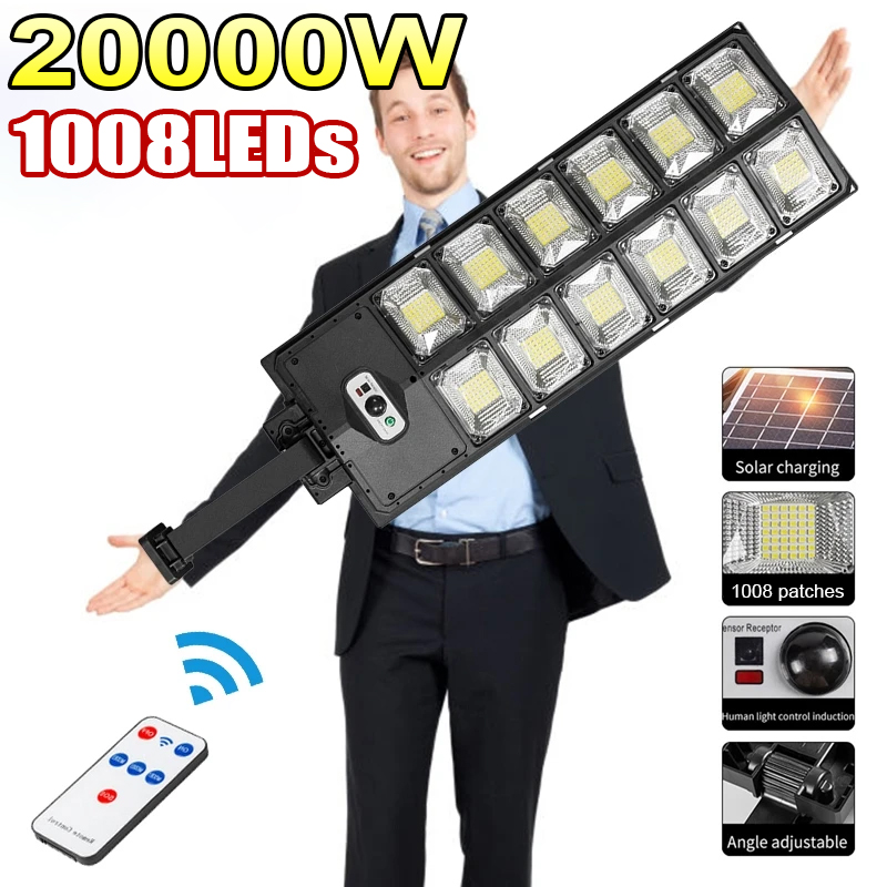 20000W 2000000 LM Solar Light voor Outdoor Solar Lamp Zonlicht Bewegingssensor Licht Afstandsbediening Waterdichte Straat Muur Tuinlamp