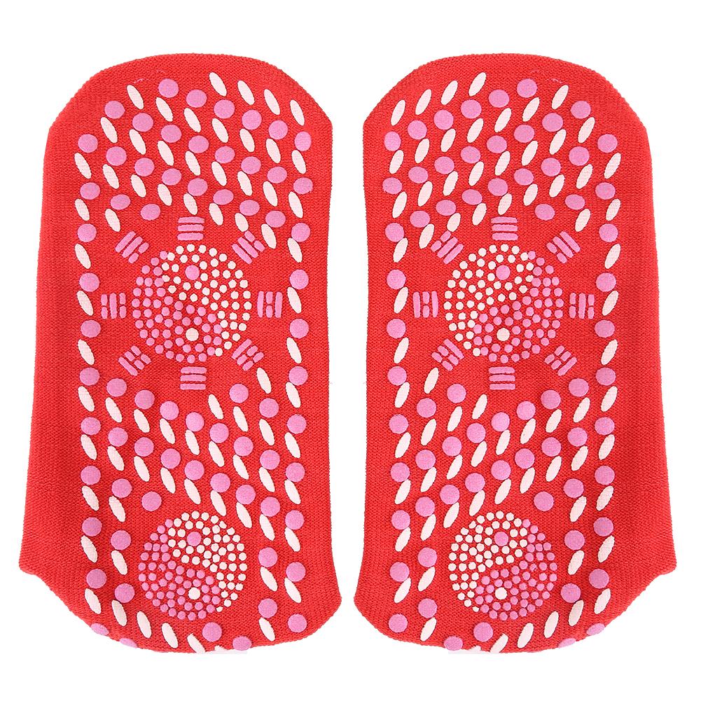 Holdbare selvopvarmede sokker slidstærke selvopvarmede sokker vinter magnetisk terapi varme sunde sokker til udendørs sport: Rød