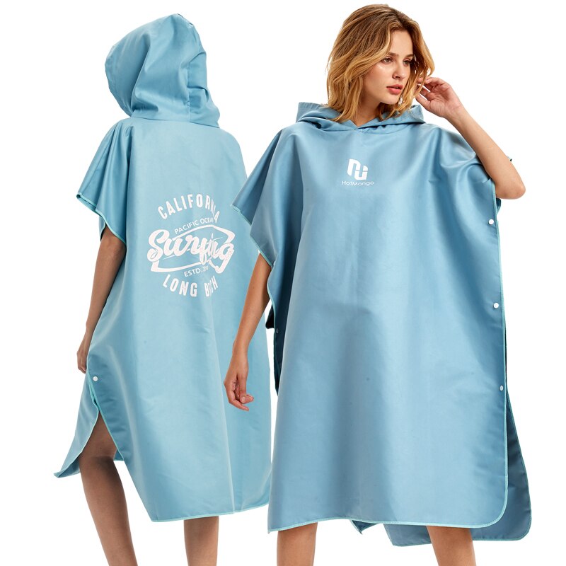 Mikrofiber poncho handduk surf beach våtdräkt byte handduk badrock tryck med huva vattensporter aktiviteter vuxna män kvinnor hda