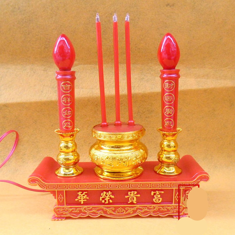 Buddhistisk elektrisk stearinlys avalokitesvara buddha lampe kinesisk jubilant år bryllup stearinlys lampe tempel dekoration