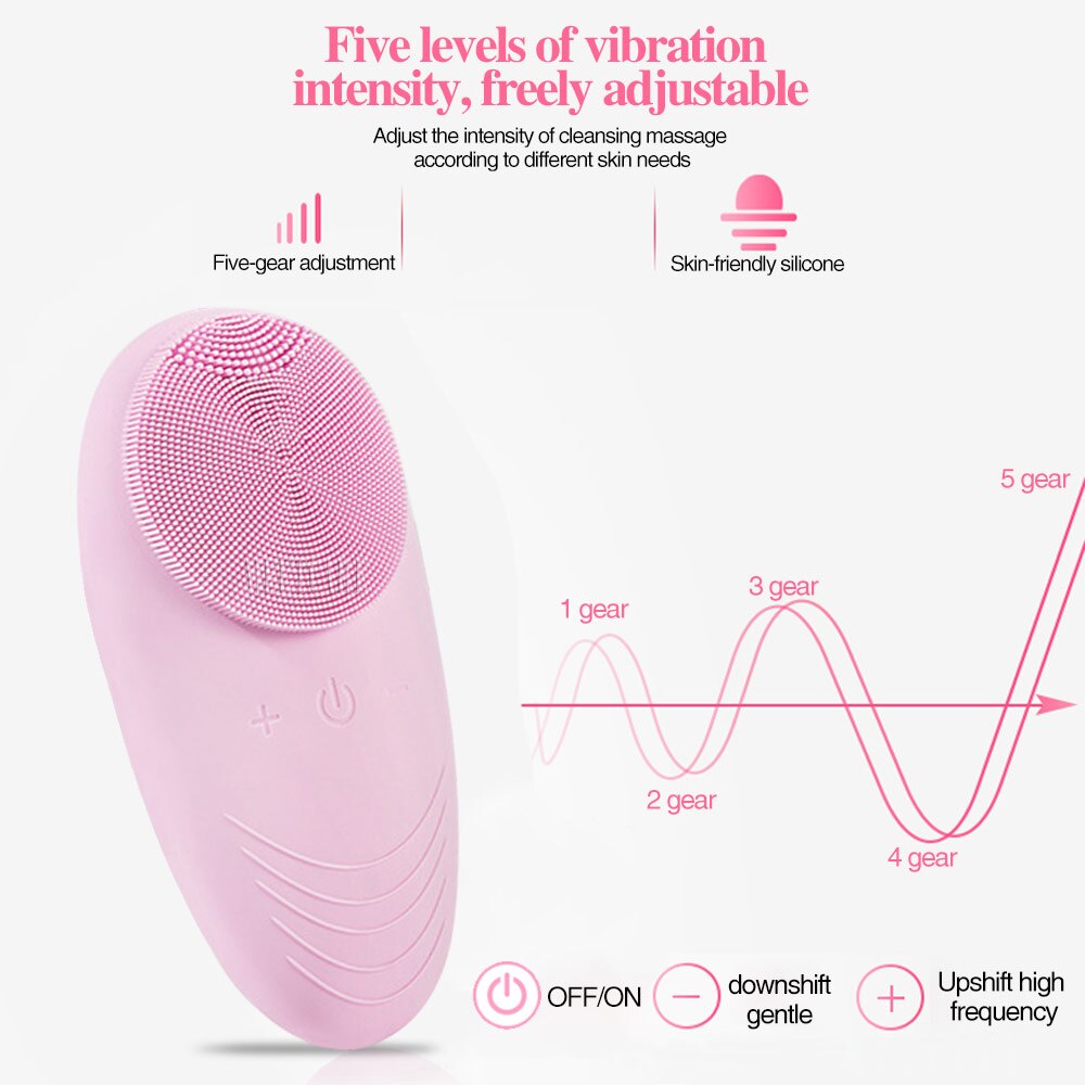 Usb draagbare siliconen gezichtsreiniger borstel gezichtsmassager elektrische mini vibrerende gezichtsreiniger borstel waterdicht huidverzorgingsapparaat