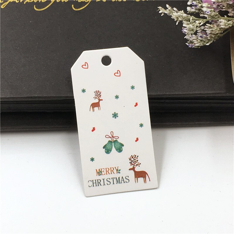 50 pcs DIY Kraft Tags Vrolijk Kerstfeest Etiketten Cadeaupapier Hang Tags Kerstman Papier Kaarten Xmas Party Wikkelen levert: 5x2.5cm-3