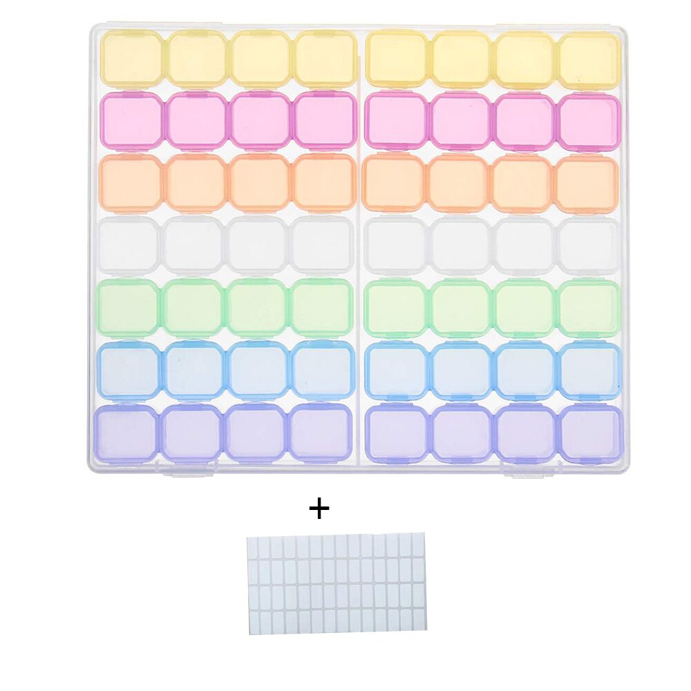¡Novedad! Caja pulidora 5D con de diamantes para manualidades, caja de joyería con bordado de diamantes de imitación, organizador de cuentas de cristal, caja de almacenamiento: 56 grids color