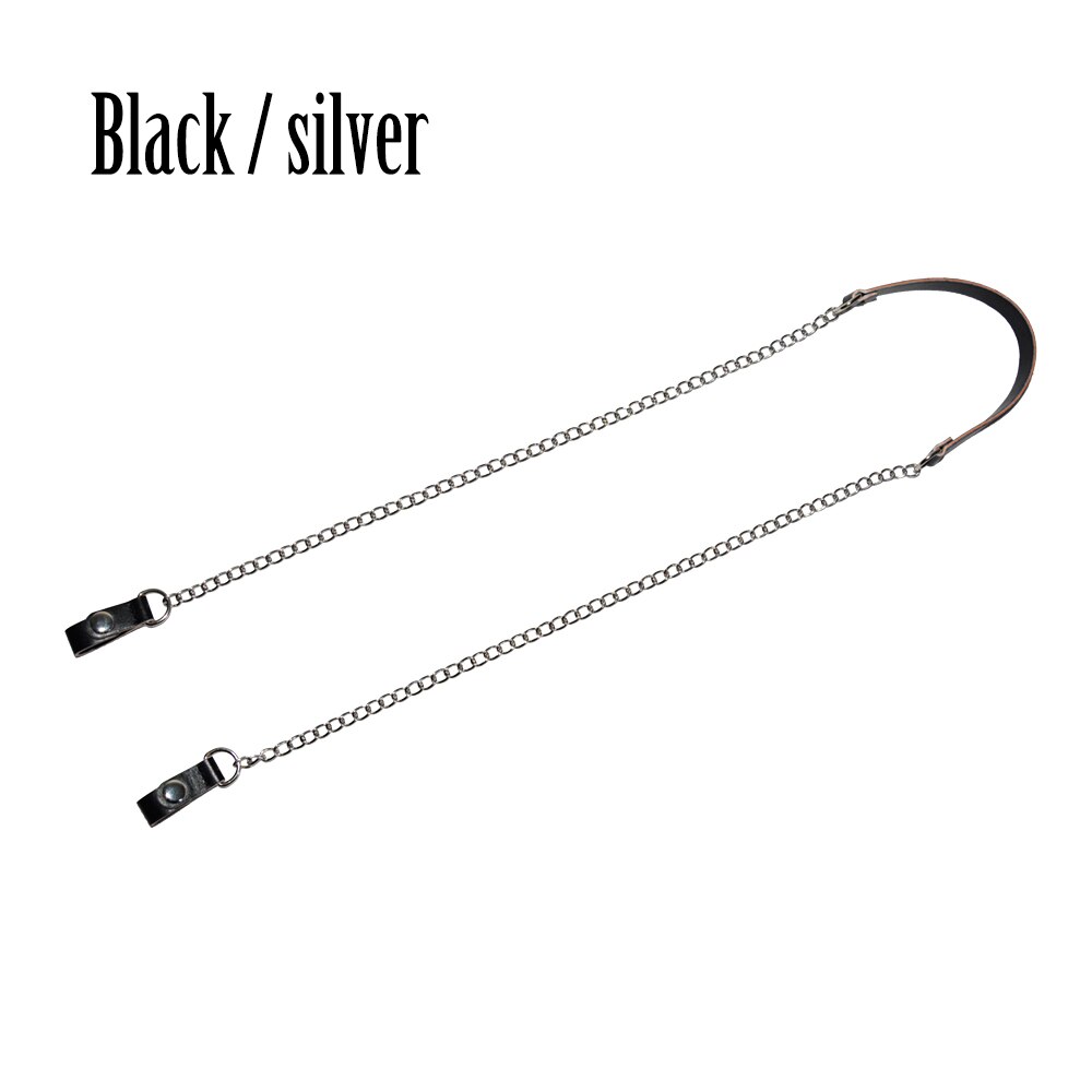 TANQU colorful long Shoulder Bag Chain with Faux Leather Strap Clip closure for OPocket Obag O bag: black silver