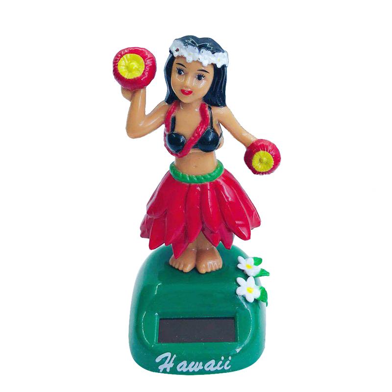 Hula Girl – poupée solaire hawaïenne pour filles, ornements de voiture créatifs, de dessin animé: F024-Red B