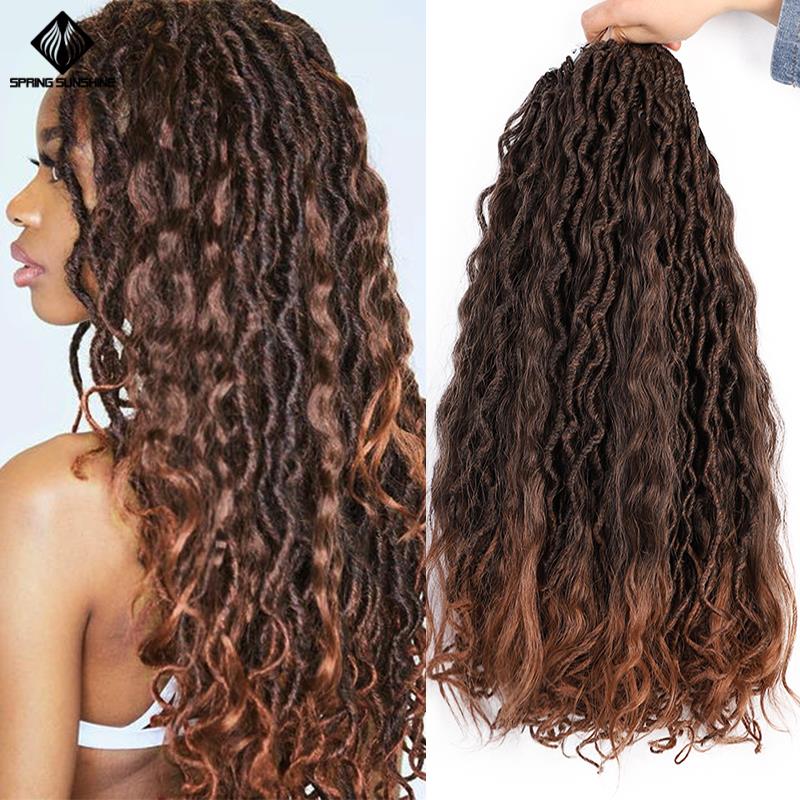 Ombre Goddess Mermaid Faux Locs 20inch 18Root Bohemin Crochet Braid Hair Braids Synthetic Braiding Hair Extension For Women: T30 / 6Pcs/Lot