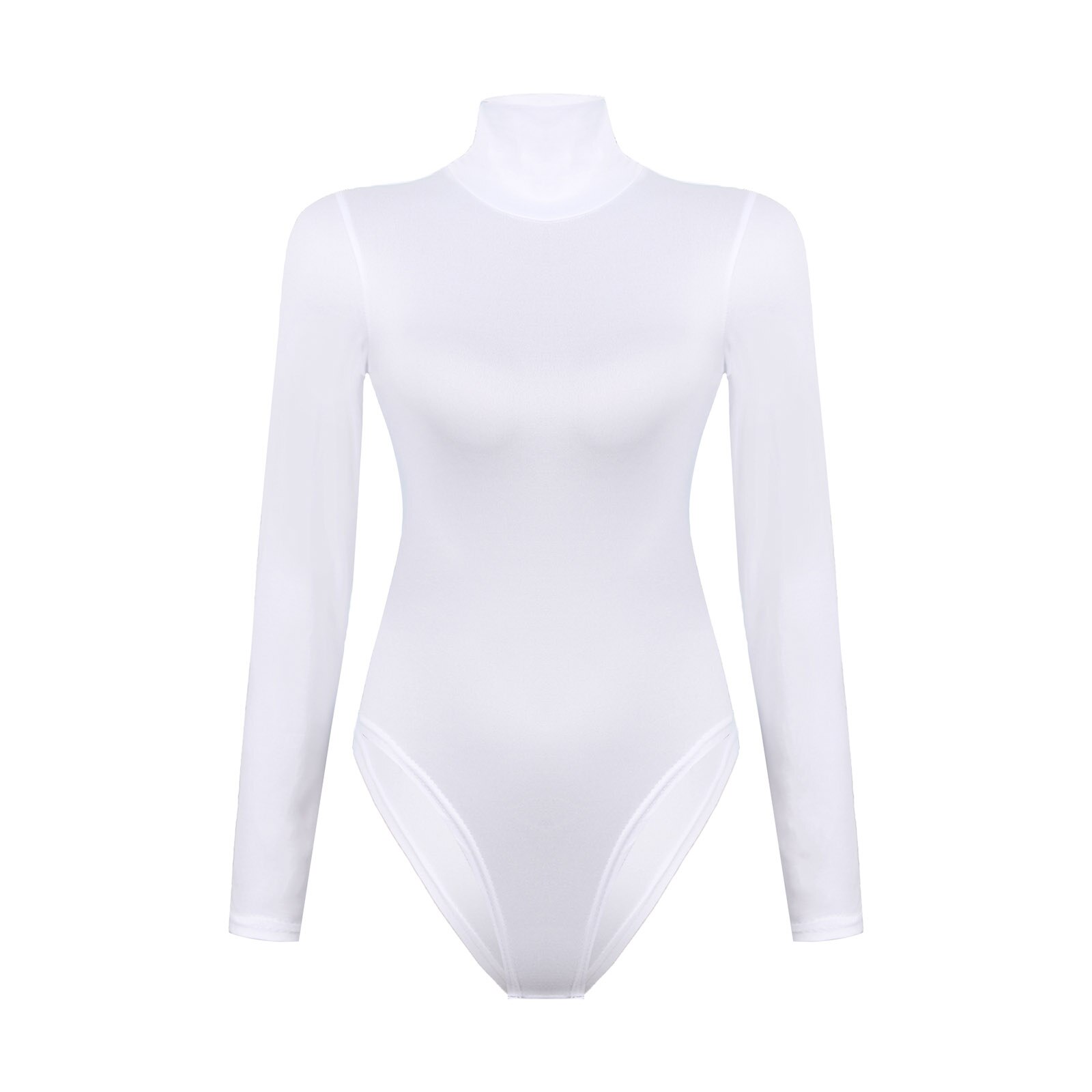 Ladies One Shoulder Long Sleeve Bodysuit Plain Skinny Leotard - Foto 7