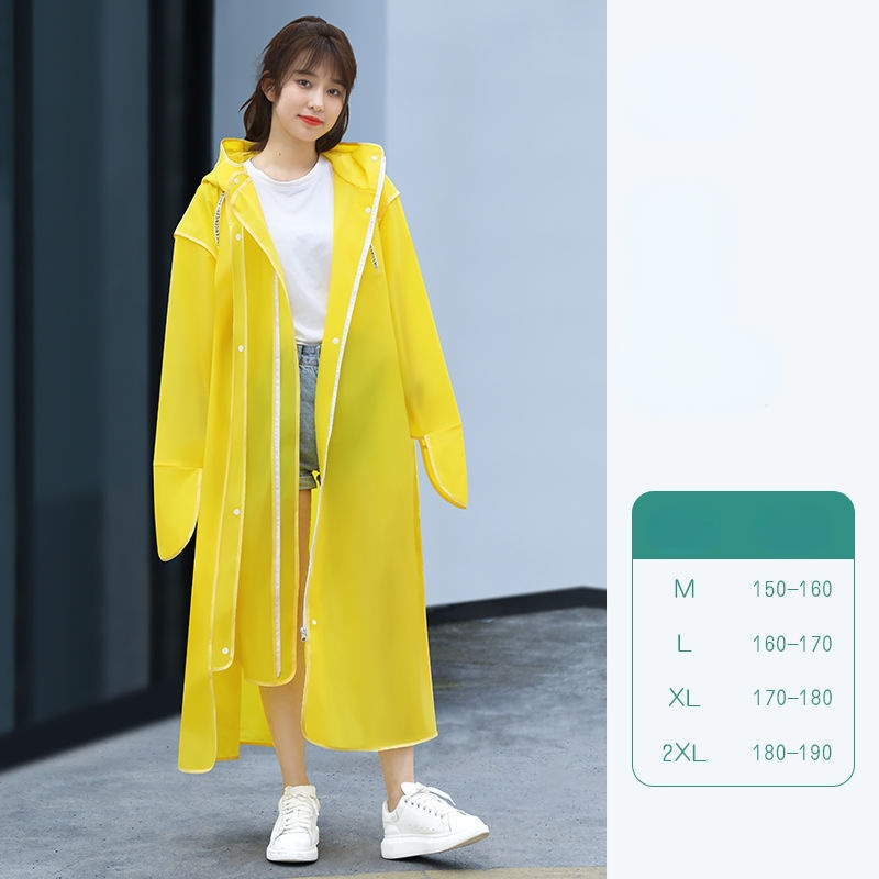 New Fashion Women Raincoat With Hat Foldable Cuffs Laydies Dress Style Light Rain Coat Waterproof Men Rainwear Windproof Jacket