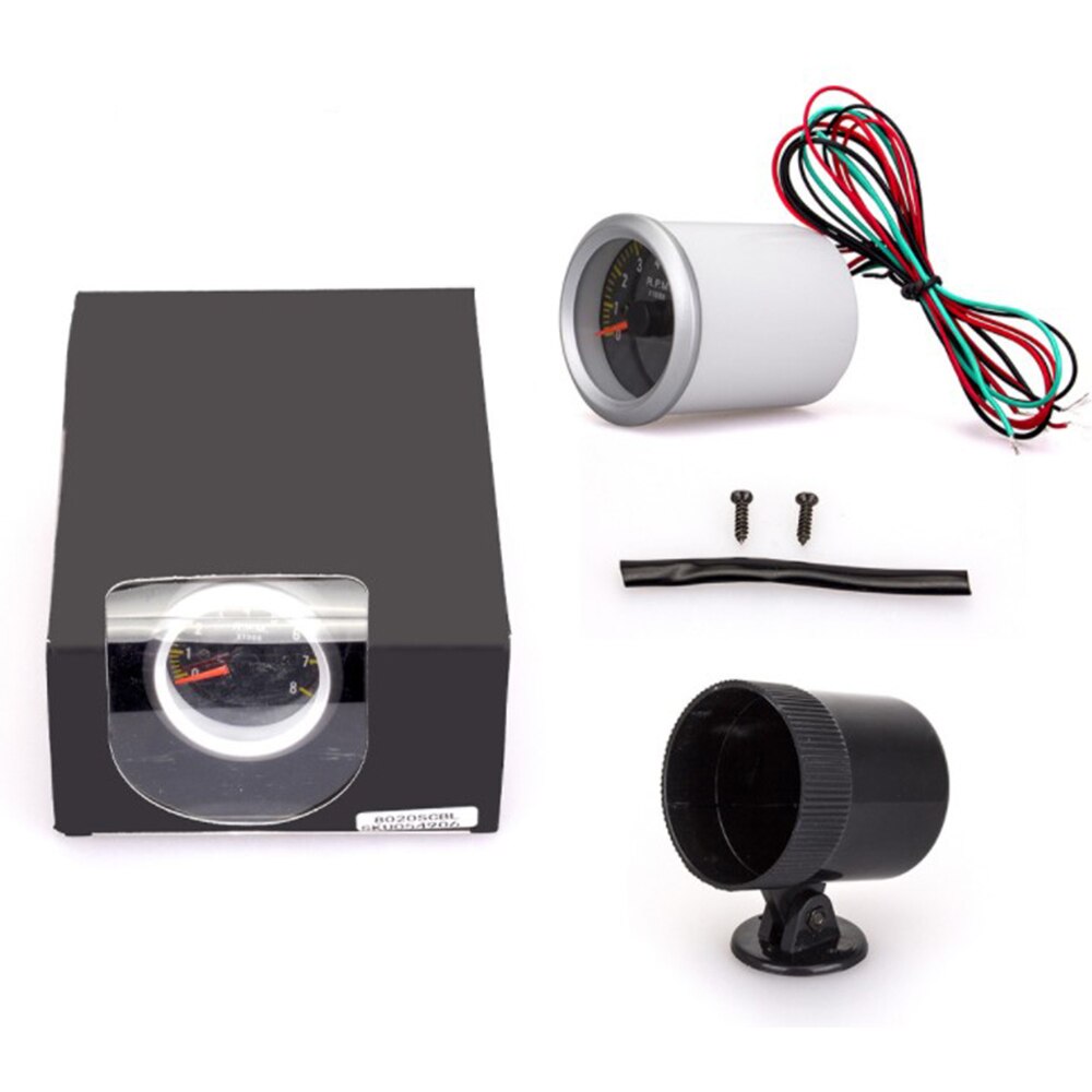 2" 52mm 12V Auto Tachometer 0-8000 Rpm Meter Blue Or White LED Light With Gauge Pod For 4 6 8 Cylinder