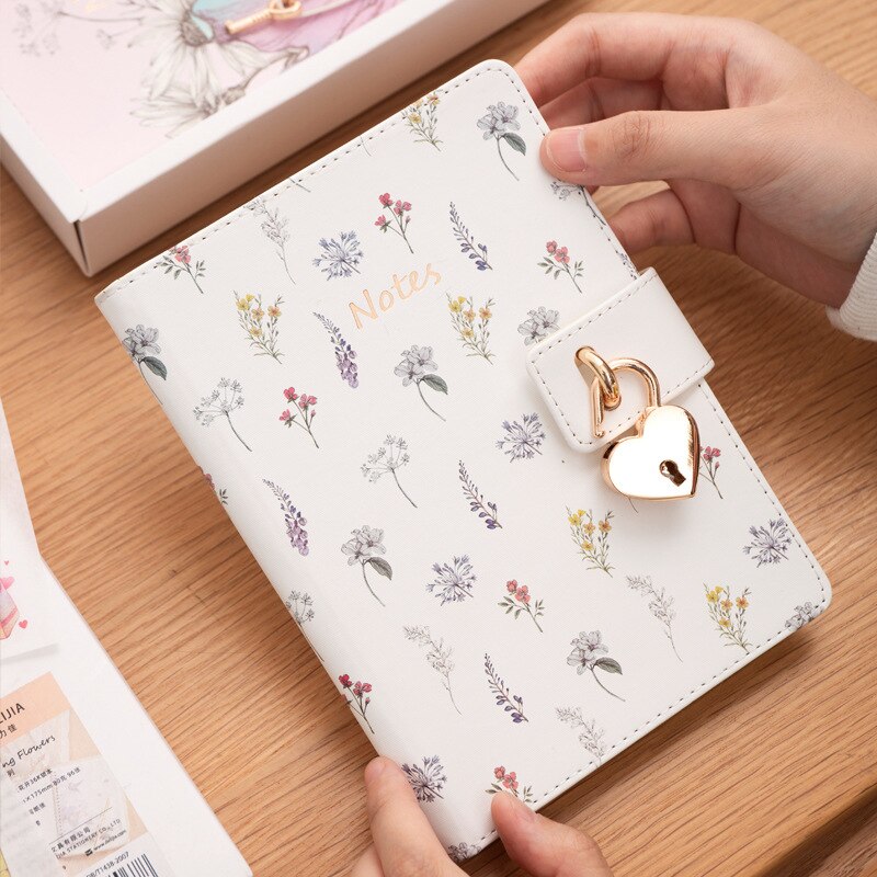 Kawaii B6 Notebook Met Slot Bullet Notepad Kantoor Schetsboek Note Boek Lijn Agenda Planner Briefpapier Organisator School Dagboek