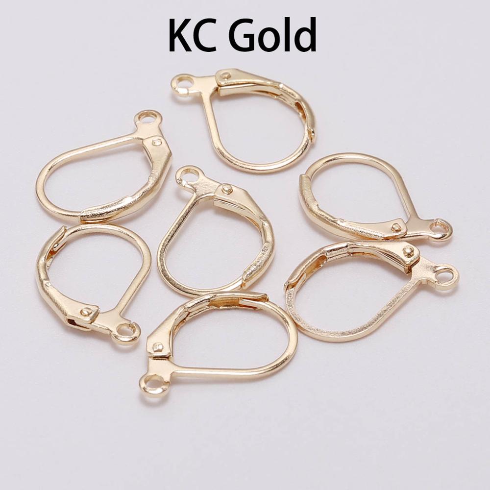 20 stk/parti 15*10mm guld fransk arm ørering kroge tråd indstillinger base bøjler øreringe til gør-det-selv smykker fremstilling forsyninger: Kc guld