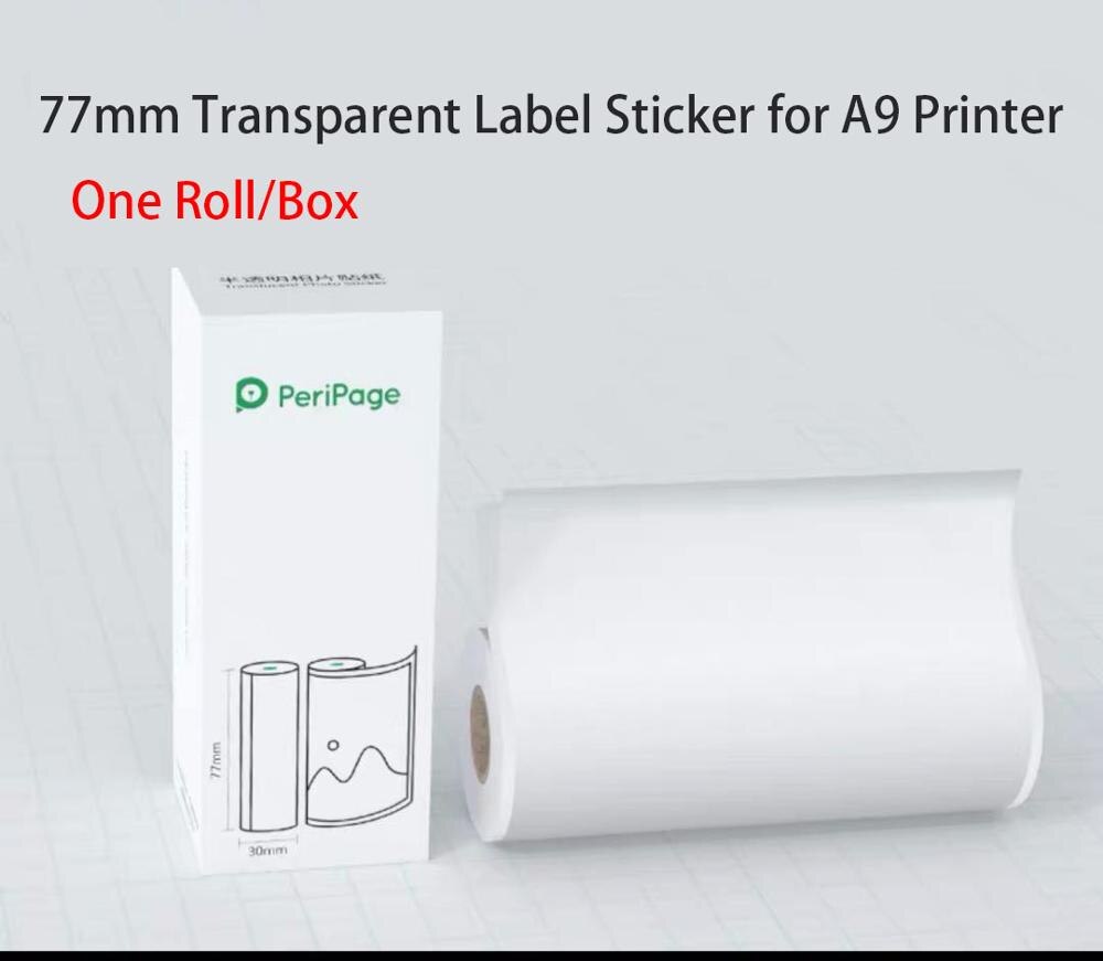 【For Peripage A9 】Official Originele Peripage Thermisch Papier Label Sticker Transparant Sticker Papier: 3 Roll clear