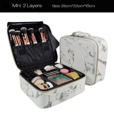 Frauen Wasserdicht Make-Up Fall Mehrstöckigen Große Kosmetikerin Kosmetik Organizer Professionelle Oxford Maniküre Fall: Mini White marble