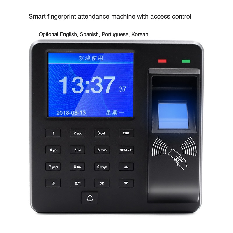Intelligent Fingerprint Attendance Machine With Access ControlSwipe ID Card Password Unlock Employee Smart Clock Recorder