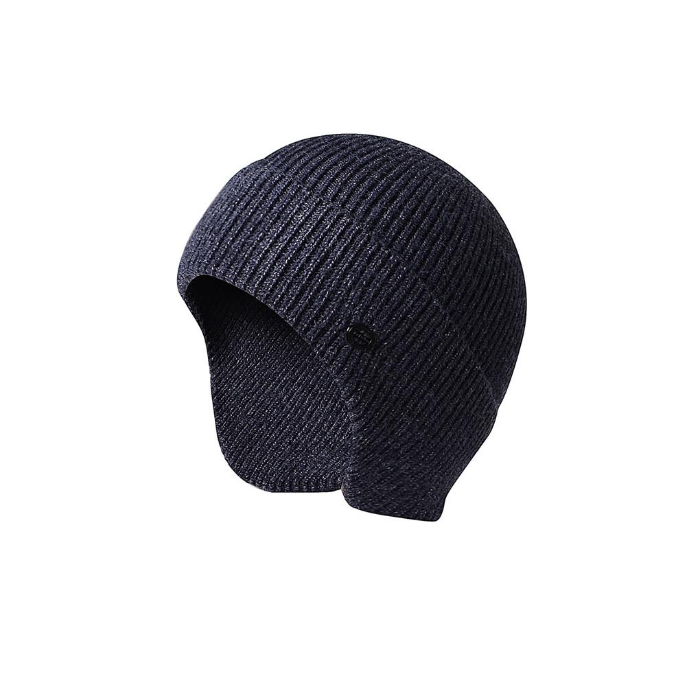 Mænd kvinder beanie hatte strikket hat ski cap med øre ørebeskyttere vinter udendørs sport strikket hat til camping vandring skiløb: Flåde