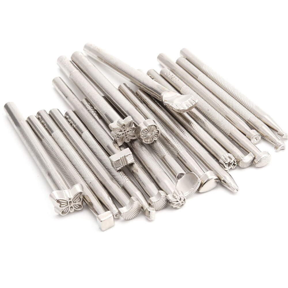 Outil d'impression en cuir sculpté, poinçon d'impression d'estampage en cuir, outils de gravure en cuir, ensemble d'outils d'impression en cuir artisanal fait à la main, 20 pièces