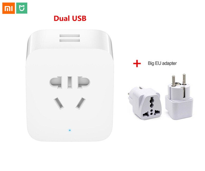 Original Xiaomi mijia Smart Socket Plug Dual USB with Bluetooth Gateway WIFI Socket Power Adapter Wireless Remote by APP mi home: USB version big EU