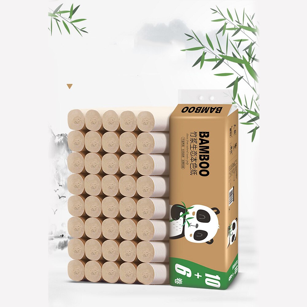 Papier Tissue Wc Zachte Huishoudelijke 16 Rolls Van Bamboevezel Primaire Kleur Papierrol Zonder Gebleekte Papieren Handdoeken